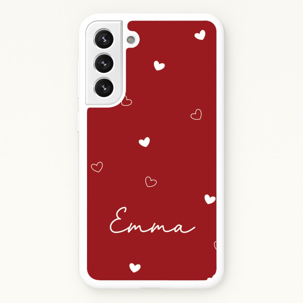 Red Hearts And Outlines Personalised Name - Personalised Phone Case for Galaxy S22 Plus