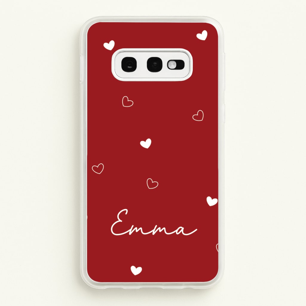 Red Hearts And Outlines Personalised Name - Personalised Phone Case for Galaxy S10e