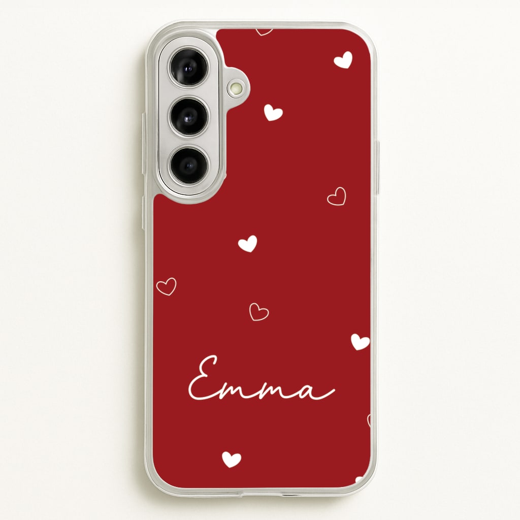Red Hearts And Outlines Personalised Name - Personalised Phone Case for Galaxy A56