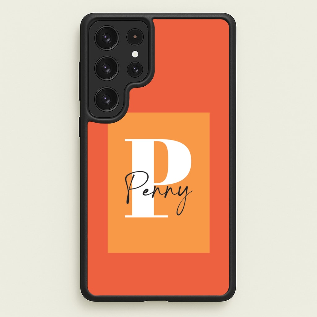 Orange Personalised Name - Personalised Phone Case for Galaxy S23 Ultra