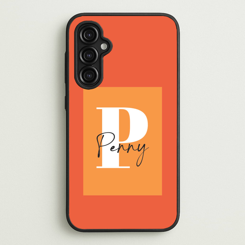 Orange Personalised Name - Personalised Phone Case for Galaxy A14