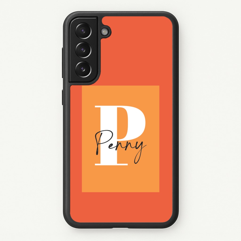 Orange Personalised Name - Personalised Phone Case for Galaxy S21FE