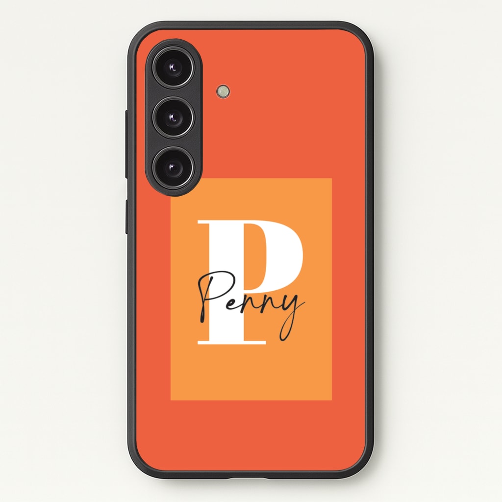 Orange Personalised Name - Personalised Phone Case for Galaxy S24