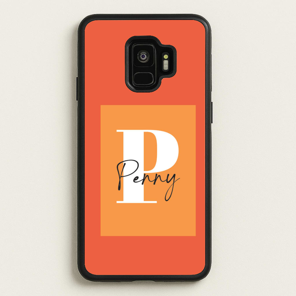 Orange Personalised Name - Personalised Phone Case for Galaxy S9