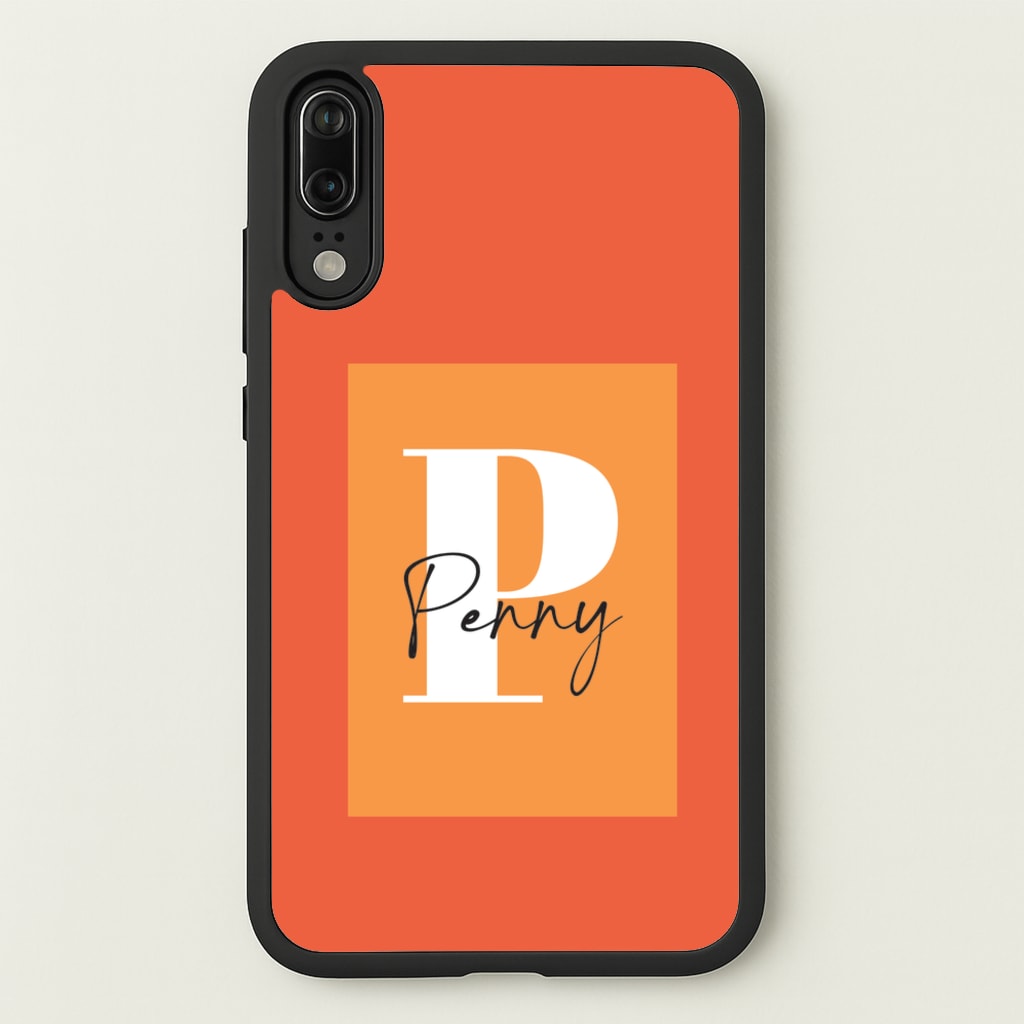 Orange Personalised Name - Personalised Phone Case for Huawei P20