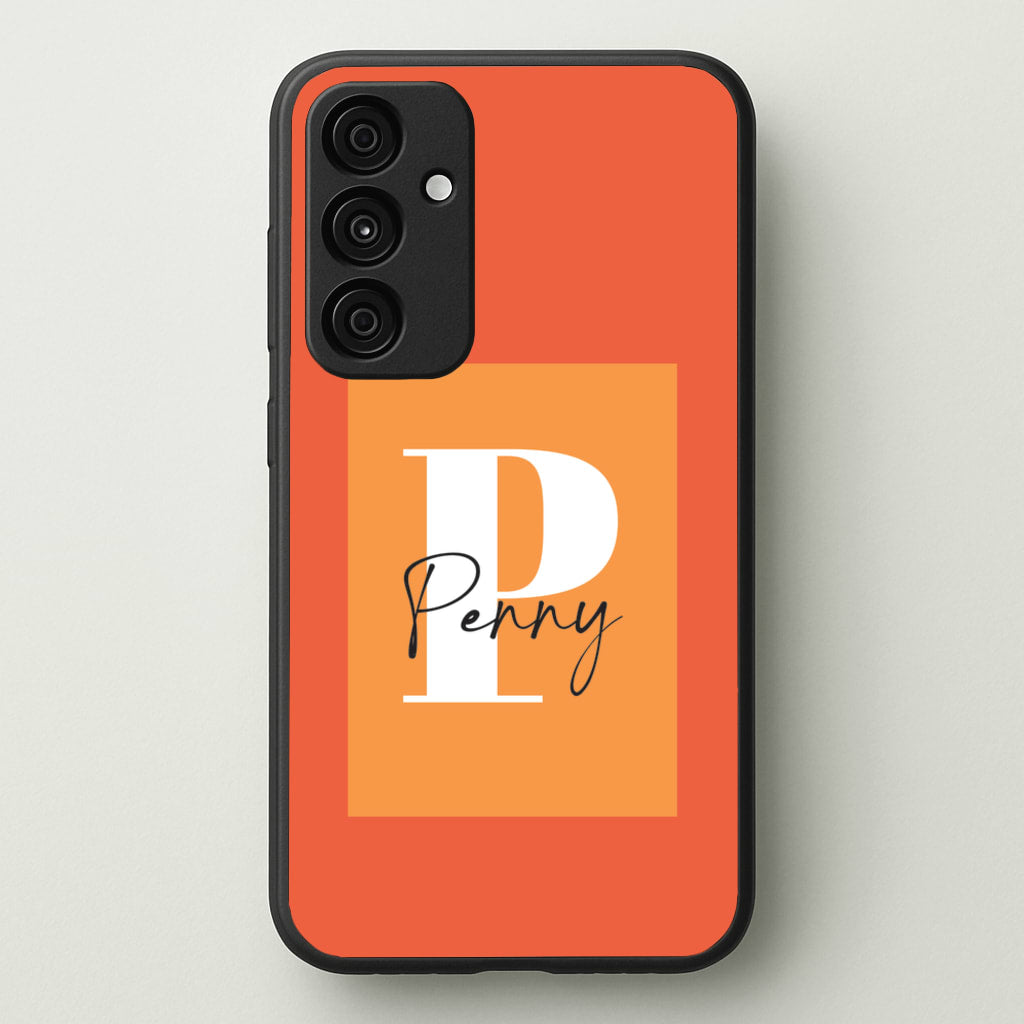 Orange Personalised Name - Personalised Phone Case for Galaxy A55