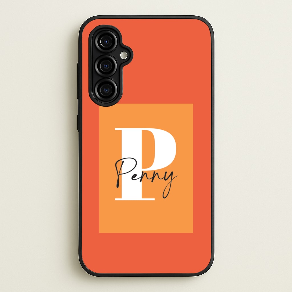 Orange Personalised Name - Personalised Phone Case for Galaxy A54