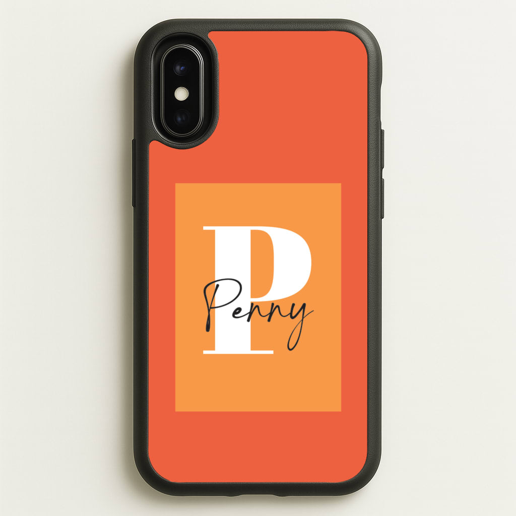 Orange Personalised Name - Personalised Phone Case for iPhone X / XS
