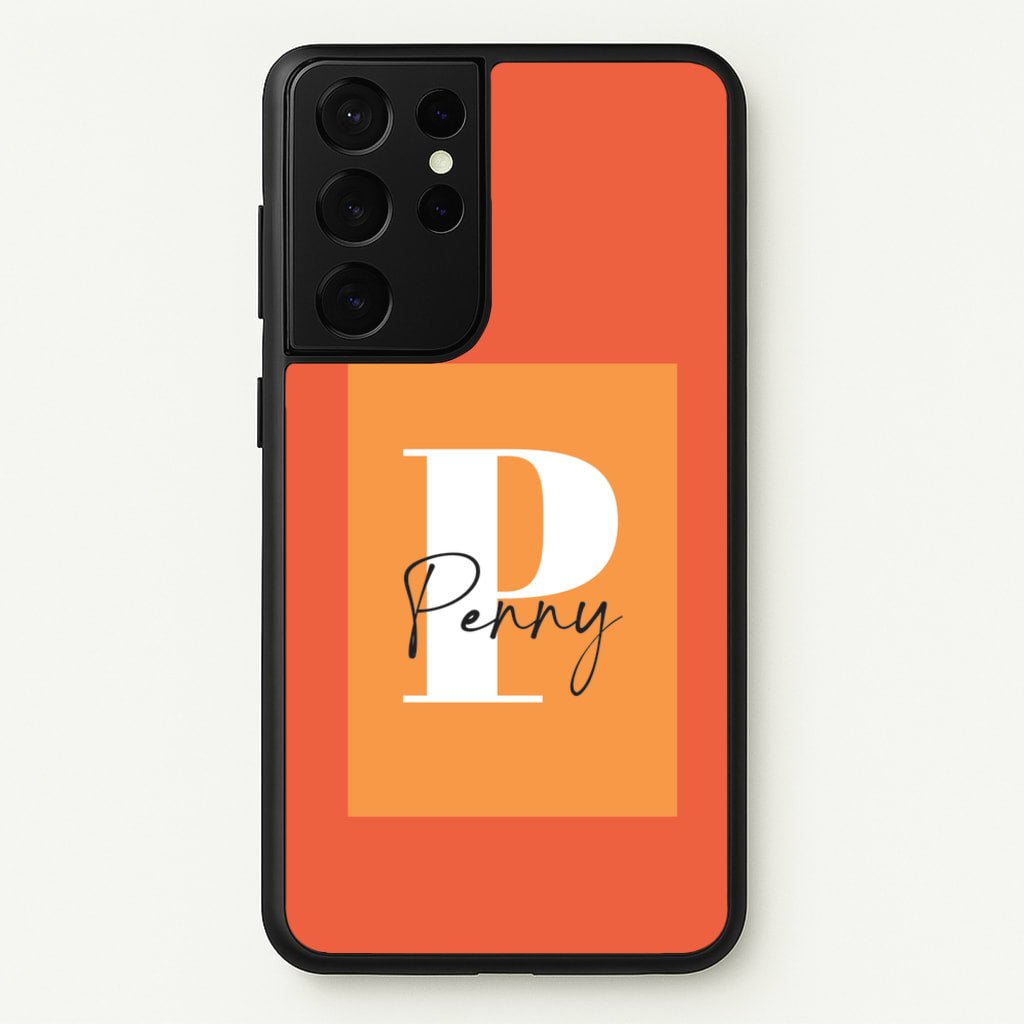 Orange Personalised Name - Personalised Phone Case for Galaxy S21 Ultra