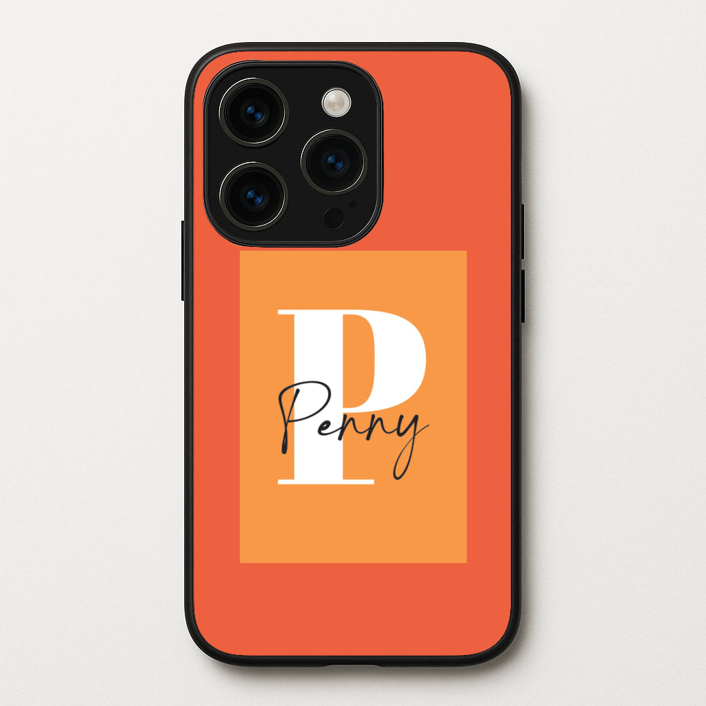 Orange Personalised Name - Personalised Phone Case for iPhone 15 Pro