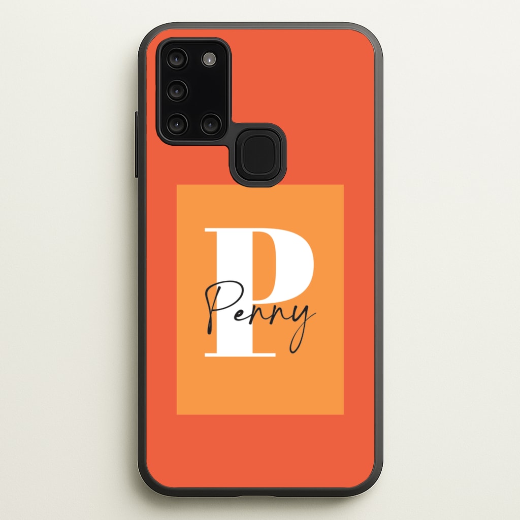 Orange Personalised Name - Personalised Phone Case for Galaxy A21s