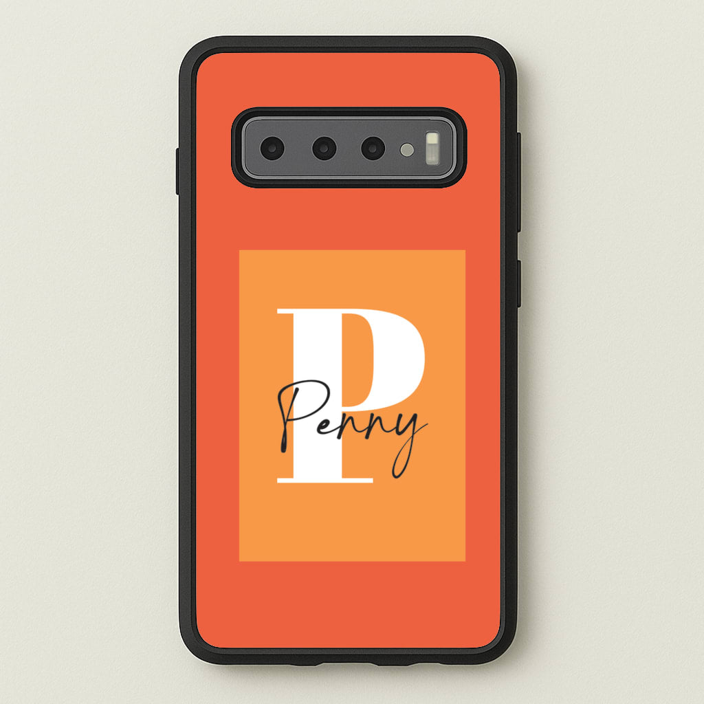 Orange Personalised Name - Personalised Phone Case for Galaxy S10