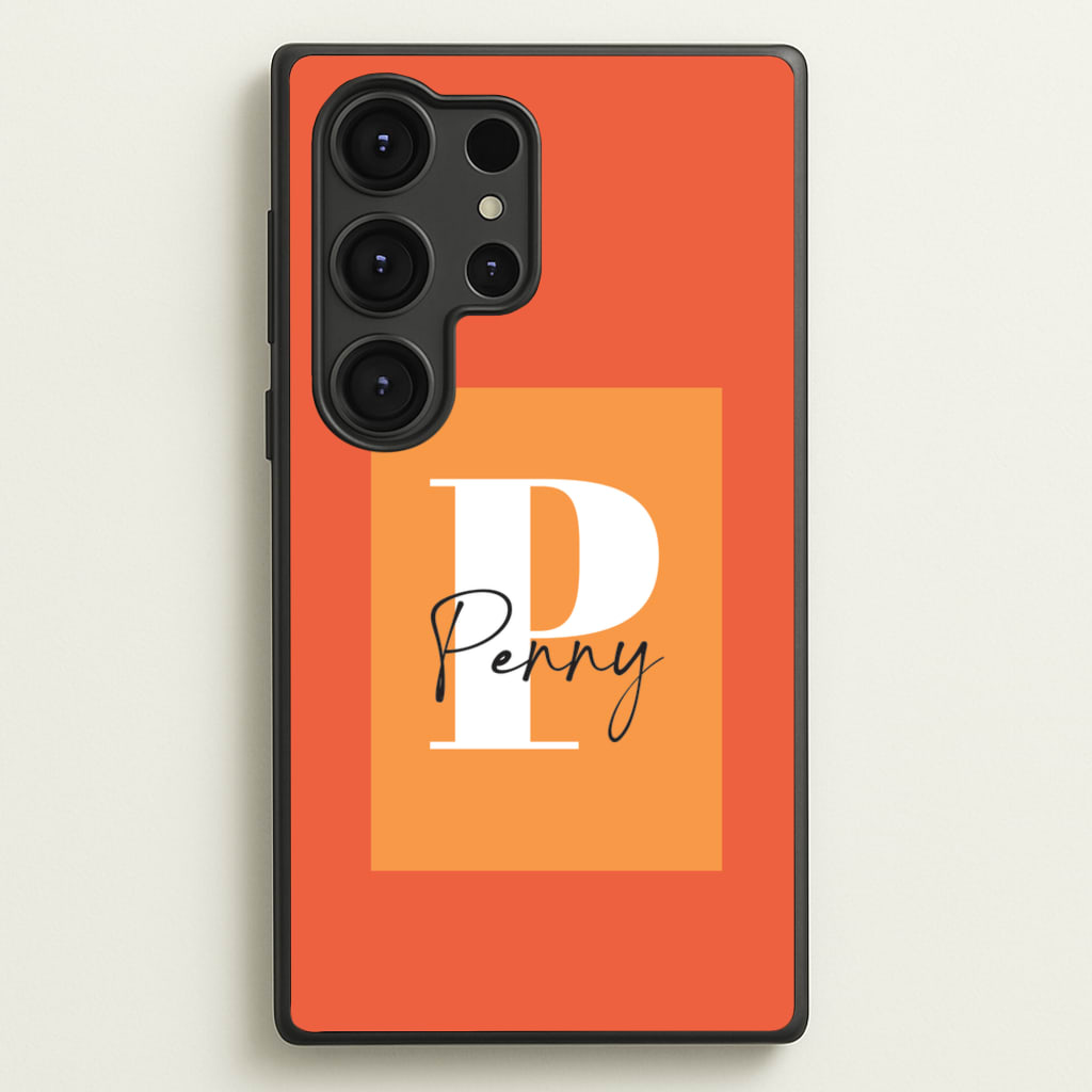 Orange Personalised Name - Personalised Phone Case for Galaxy S25 Ultra