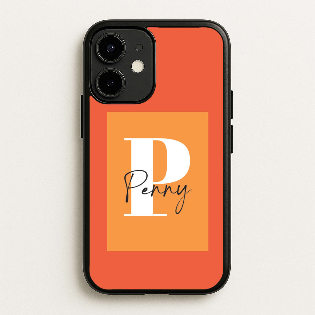 Orange Personalised Name - Personalised Phone Case for iPhone 12 / 12 Pro