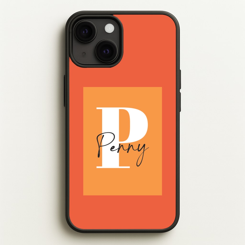 Orange Personalised Name - Personalised Phone Case for iPhone 13 Mini