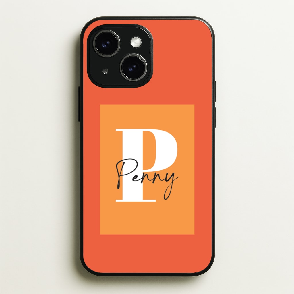 Orange Personalised Name - Personalised Phone Case for iPhone 15 Plus