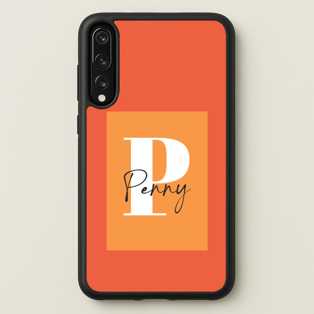 Orange Personalised Name - Personalised Phone Case for Huawei P20 Pro