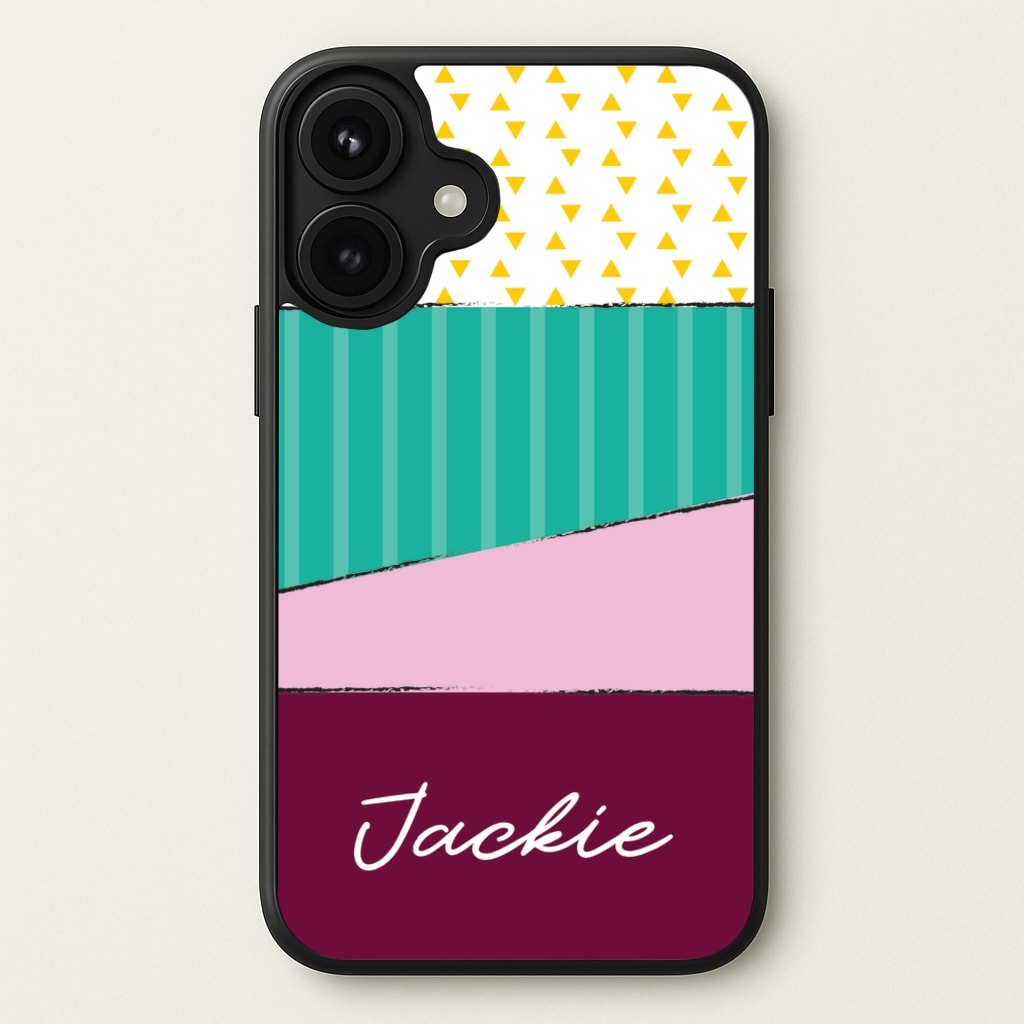 Geometric Patterns Personalised Name Phone Case for iPhone 17