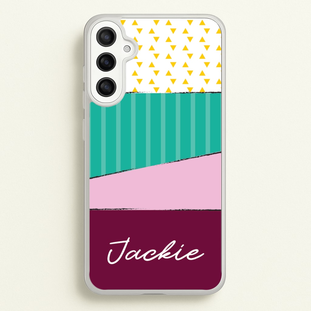 Geometric Patterns Personalised Name - Personalised Phone Case for Galaxy A34