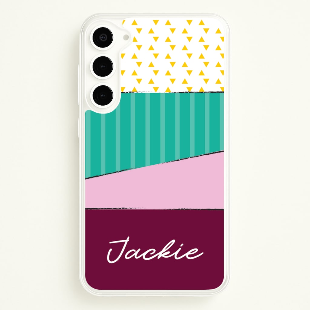 Geometric Patterns Personalised Name - Personalised Phone Case for Galaxy S23
