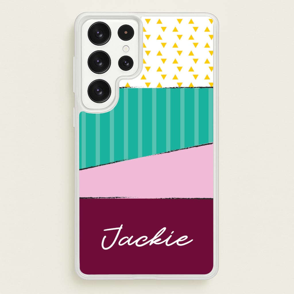 Geometric Patterns Personalised Name - Personalised Phone Case for Galaxy S22 Ultra