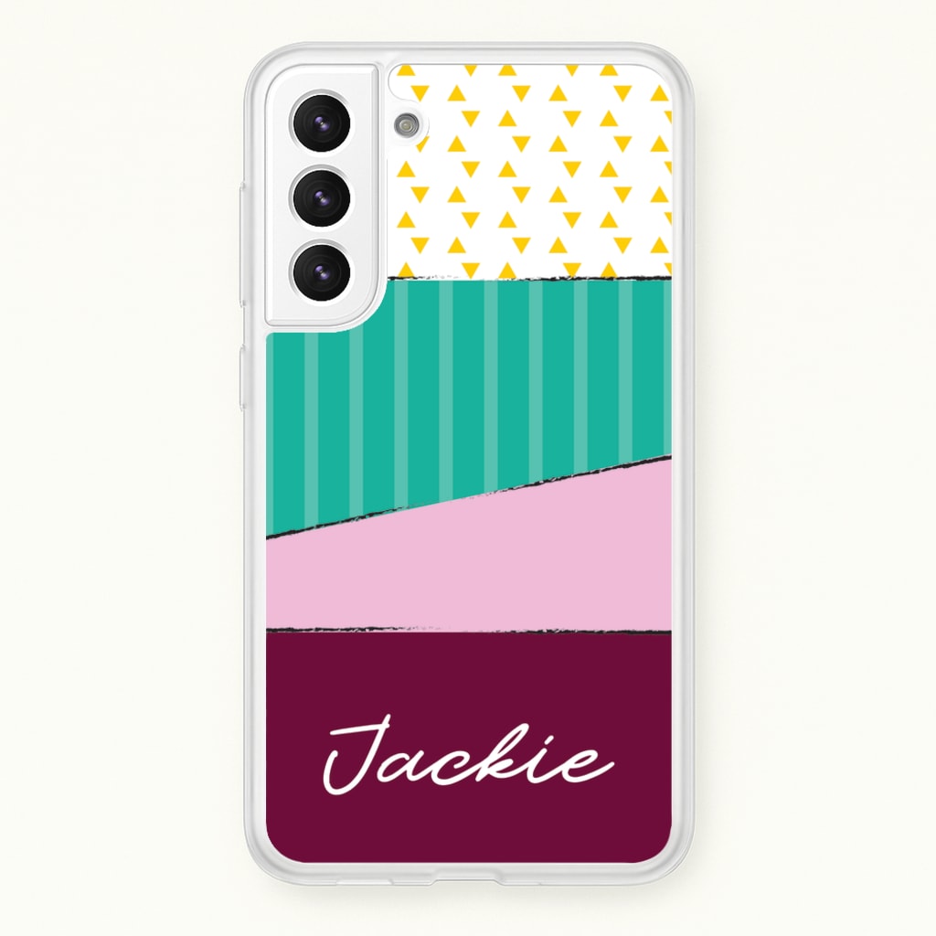 Geometric Patterns Personalised Name - Personalised Phone Case for Galaxy S21FE