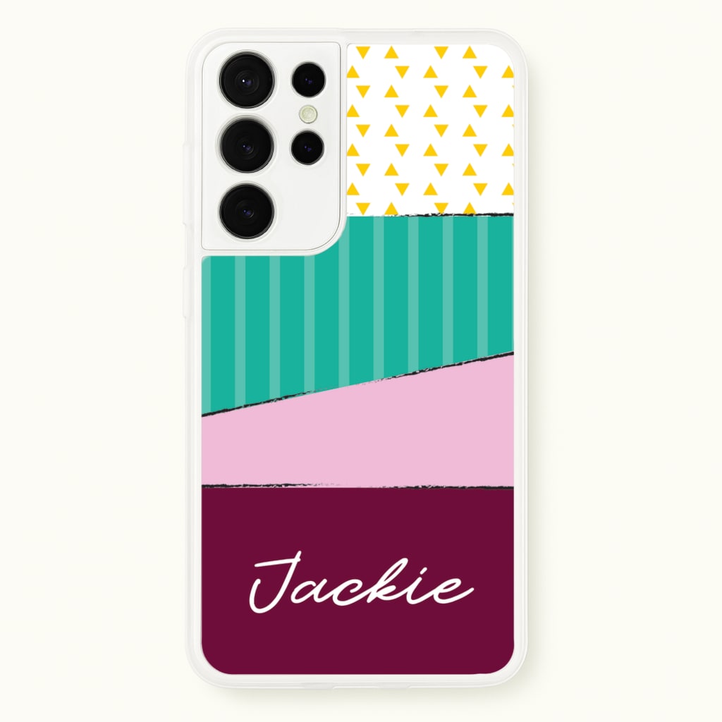 Geometric Patterns Personalised Name - Personalised Phone Case for Galaxy S21 Ultra