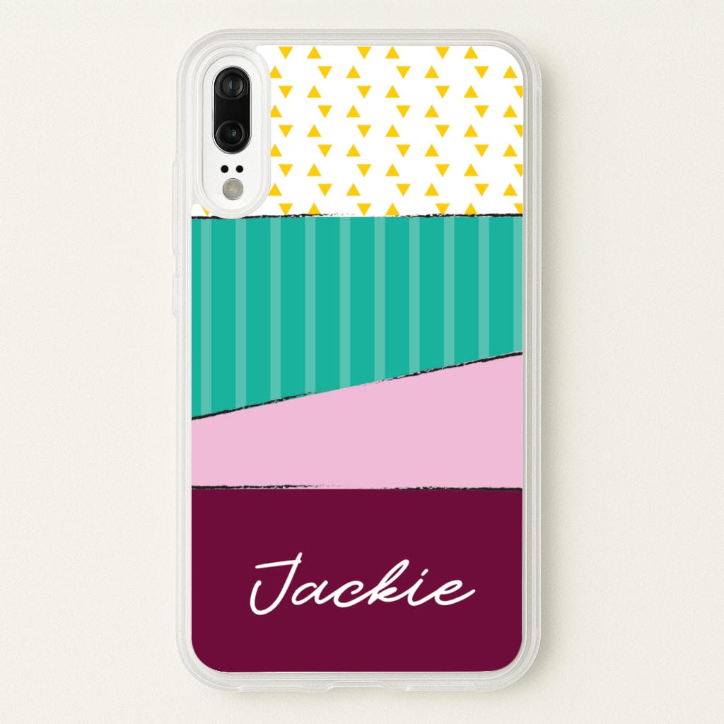 Geometric Patterns Personalised Name - Personalised Phone Case for Huawei P20