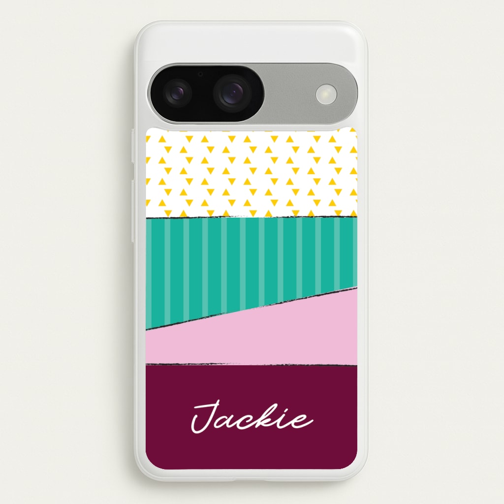 Geometric Patterns Personalised Name - Personalised Phone Case for Google Pixel 9 / 9 Pro