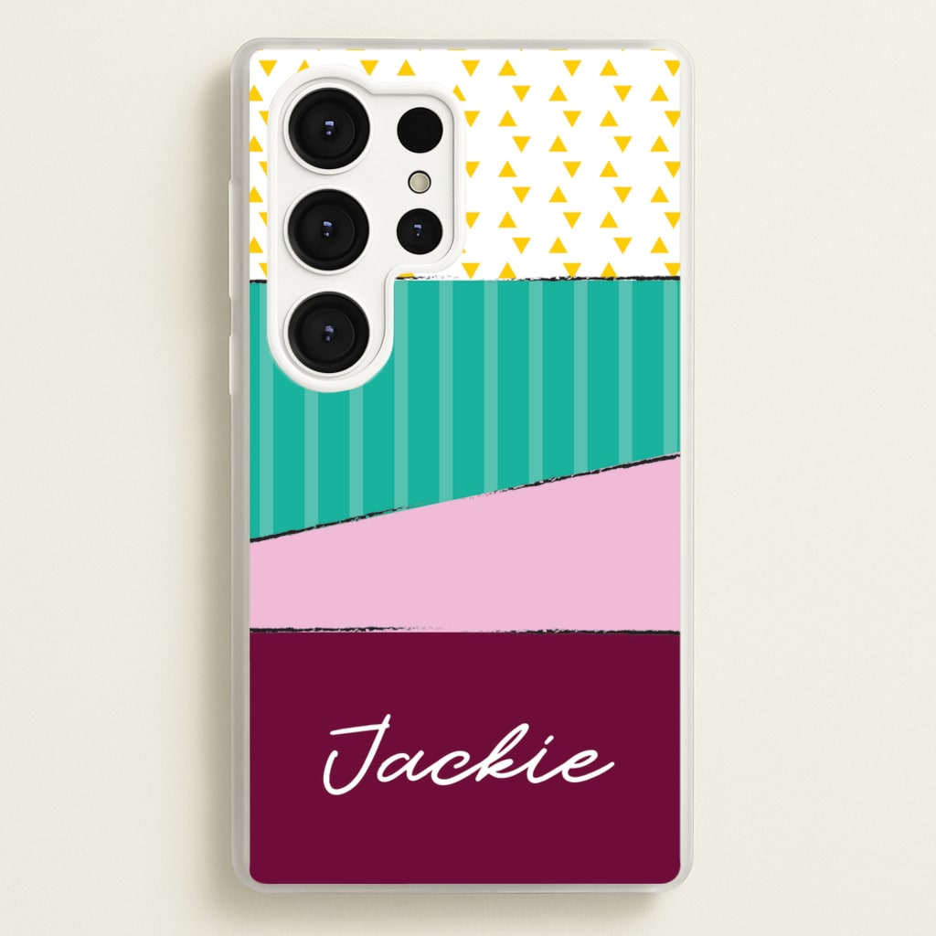 Geometric Patterns Personalised Name - Personalised Phone Case for Galaxy S25 Ultra