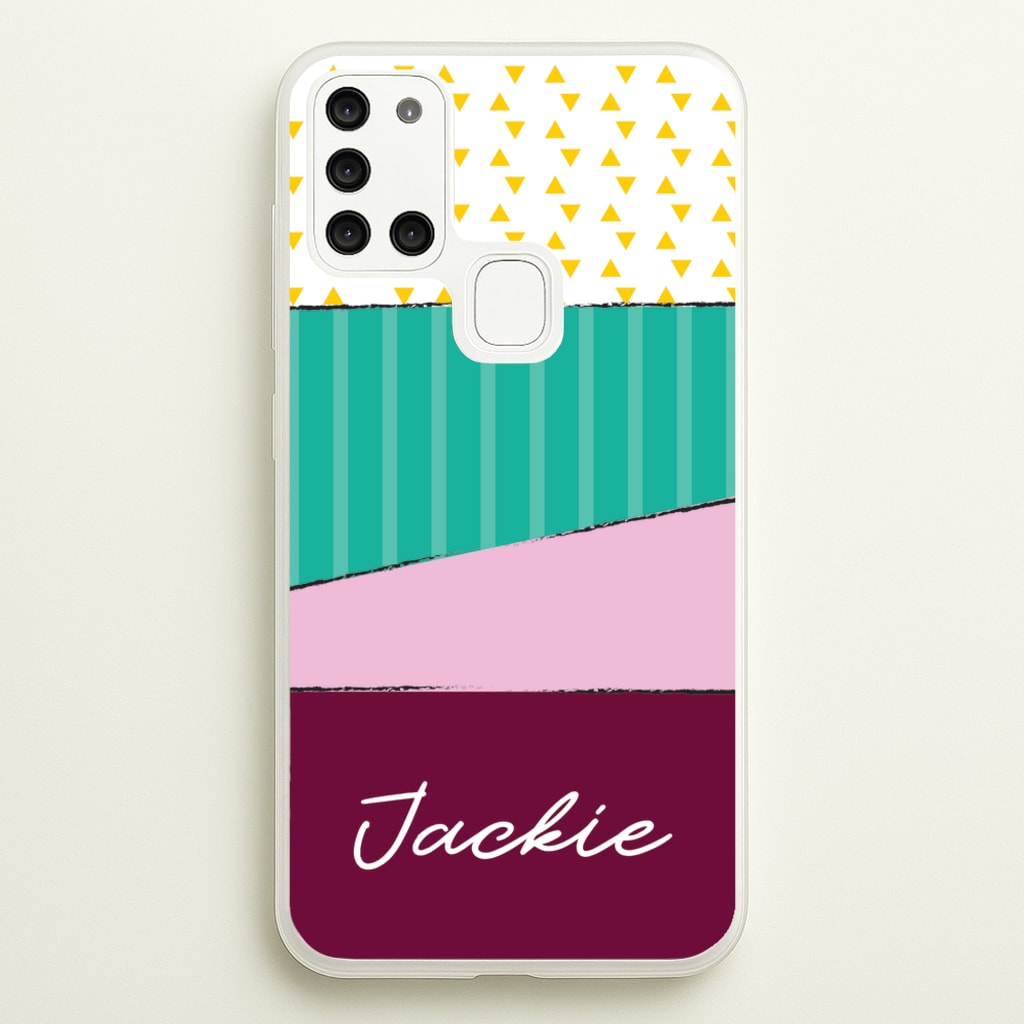 Geometric Patterns Personalised Name - Personalised Phone Case for Galaxy A21s