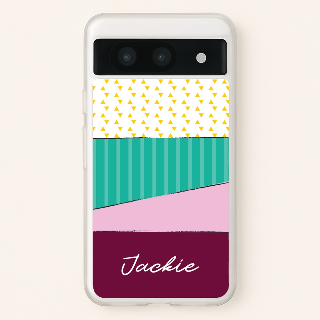Geometric Patterns Personalised Name - Personalised Phone Case for Google Pixel 8a