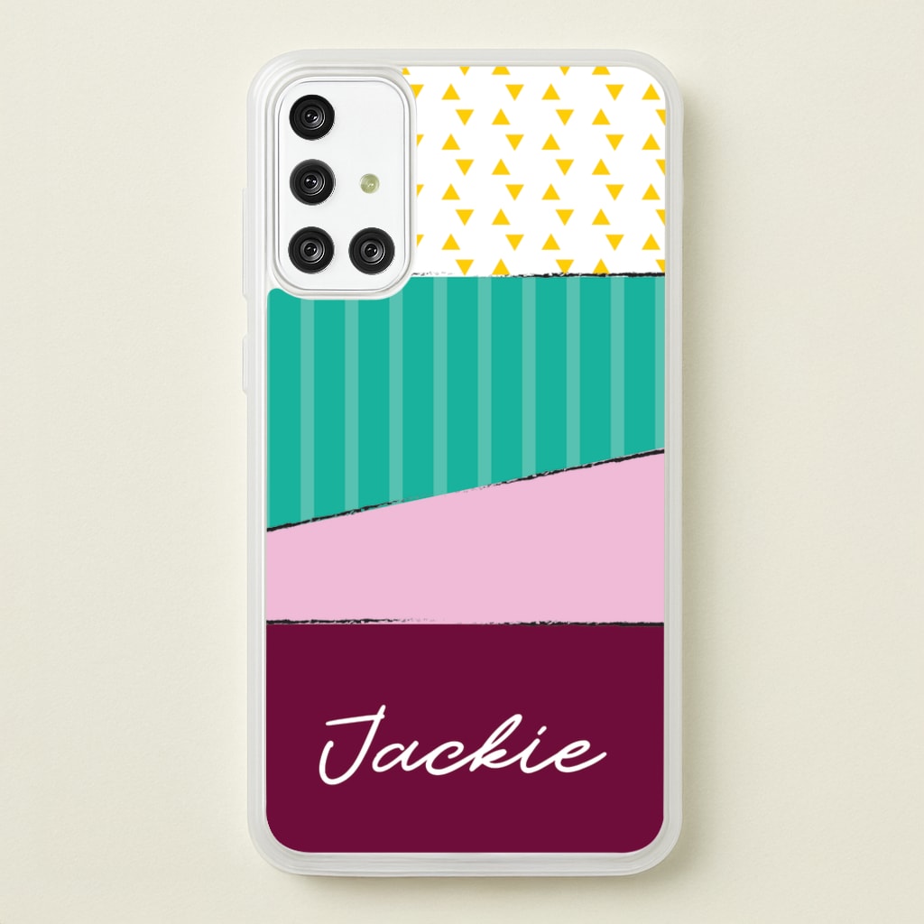 Geometric Patterns Personalised Name - Personalised Phone Case for Galaxy A71
