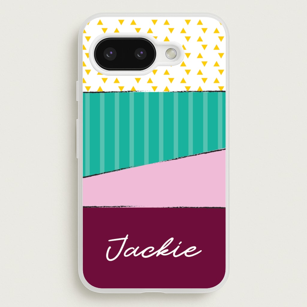 Geometric Patterns Personalised Name - Personalised Phone Case for Google Pixel 9a