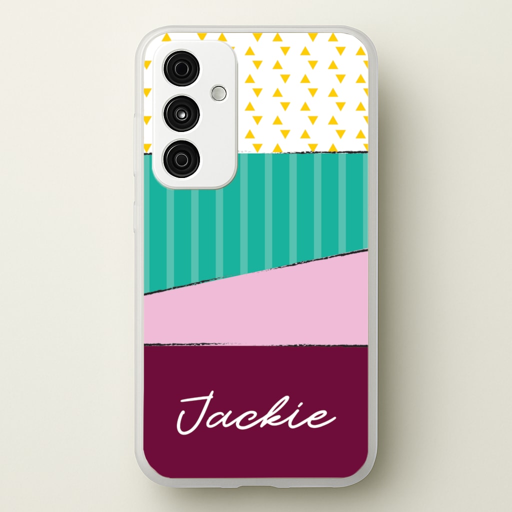 Geometric Patterns Personalised Name - Personalised Phone Case for Galaxy A55