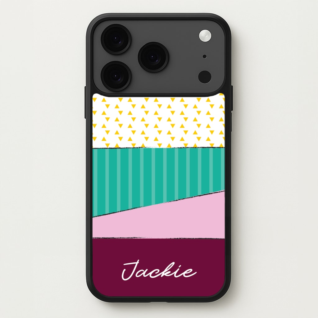 Geometric Patterns Personalised Name Phone Case for iPhone 17 Pro Max