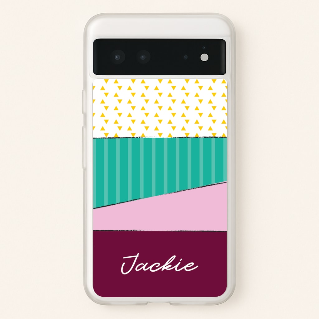 Geometric Patterns Personalised Name - Personalised Phone Case for Google Pixel 6