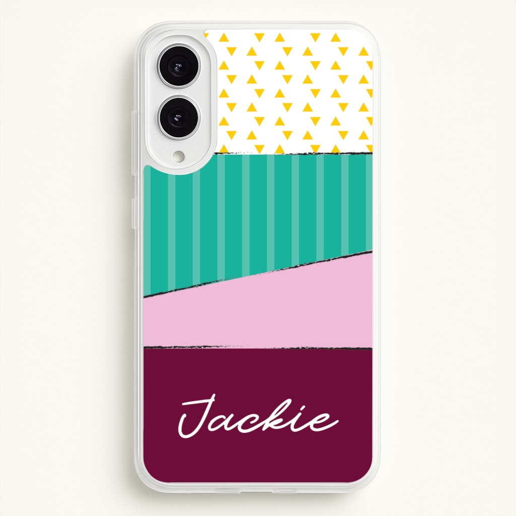 Geometric Patterns Personalised Name - Personalised Phone Case for Galaxy S25 Edge