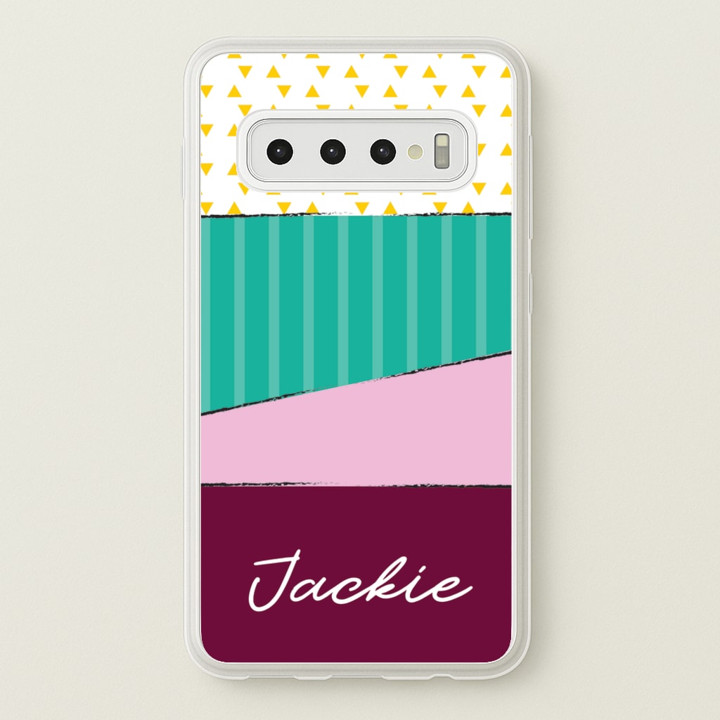 Geometric Patterns Personalised Name - Personalised Phone Case for Galaxy S10
