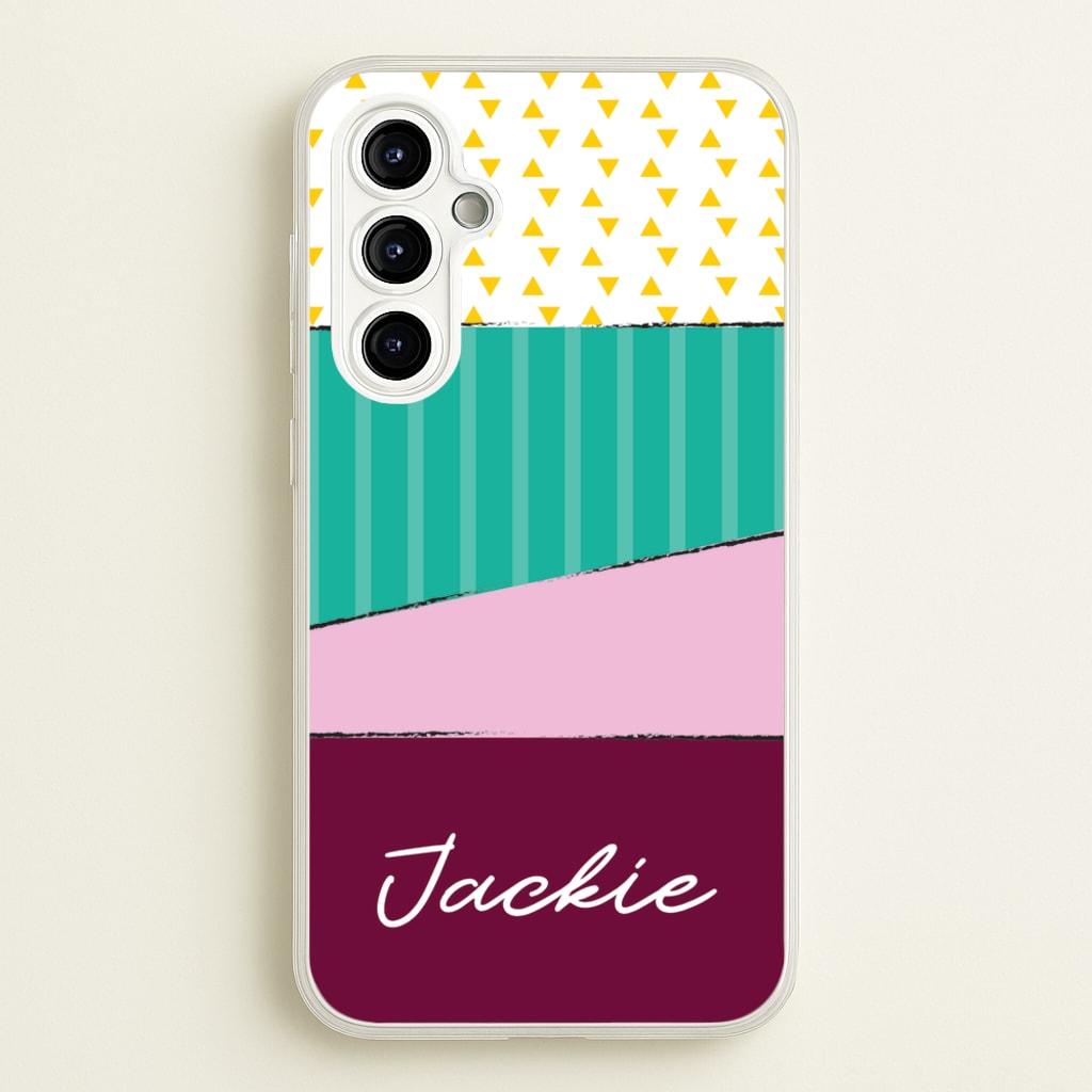 Geometric Patterns Personalised Name - Personalised Phone Case for Galaxy A54