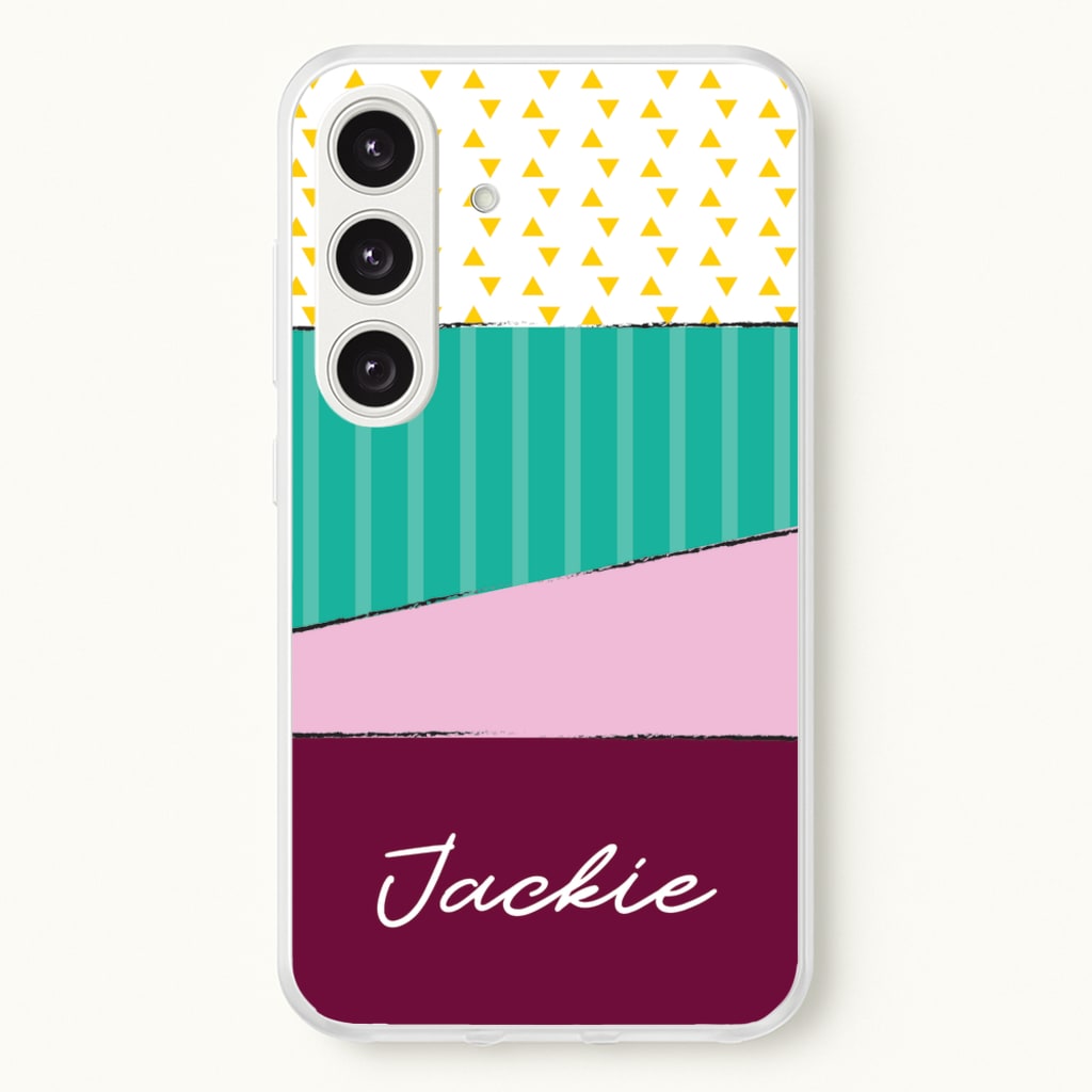 Geometric Patterns Personalised Name - Personalised Phone Case for Galaxy S25 Plus