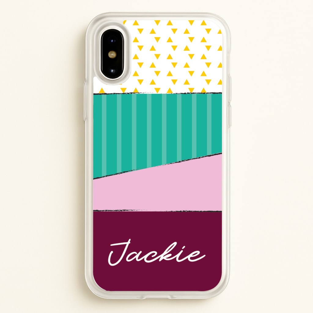 Geometric Patterns Personalised Name - Personalised Phone Case for iPhone X / XS