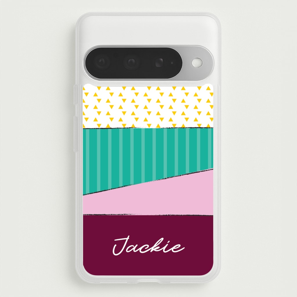 Geometric Patterns Personalised Name Phone Case for Google Pixel 10 Pro XL
