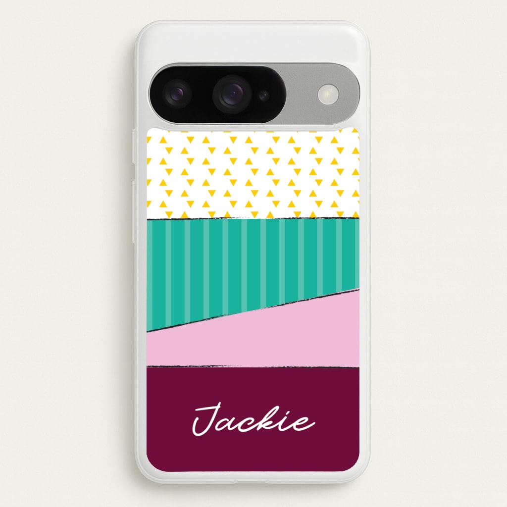 Geometric Patterns Personalised Name Phone Case for Google Pixel 10 / 10 Pro