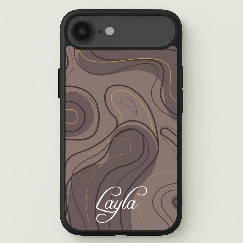 Brown Marble Waves Personalised Name Phone Case for iPhone 17 Air