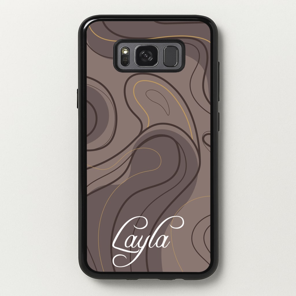 Brown Marble Waves Personalised Name - Personalised Phone Case for Galaxy S8 Plus
