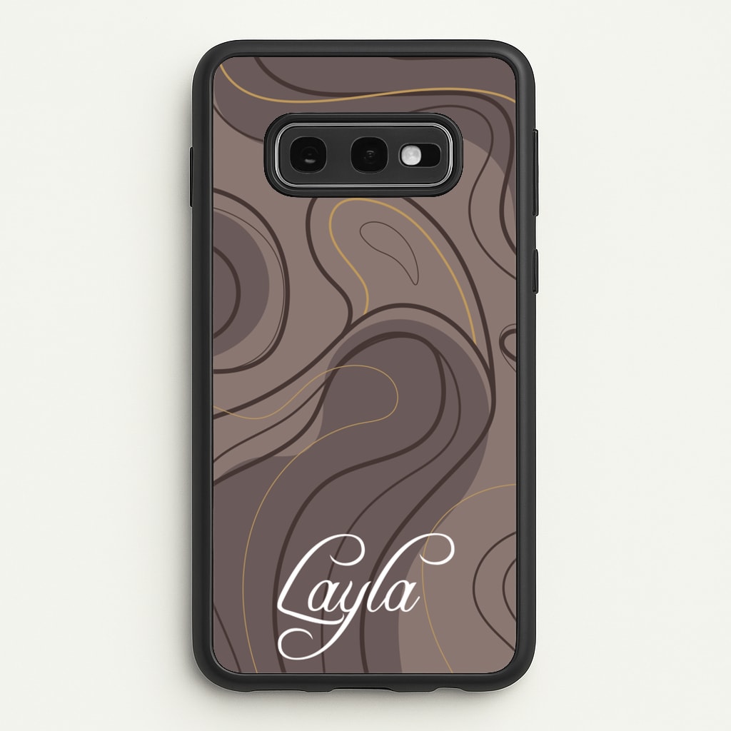 Brown Marble Waves Personalised Name - Personalised Phone Case for Galaxy S10e