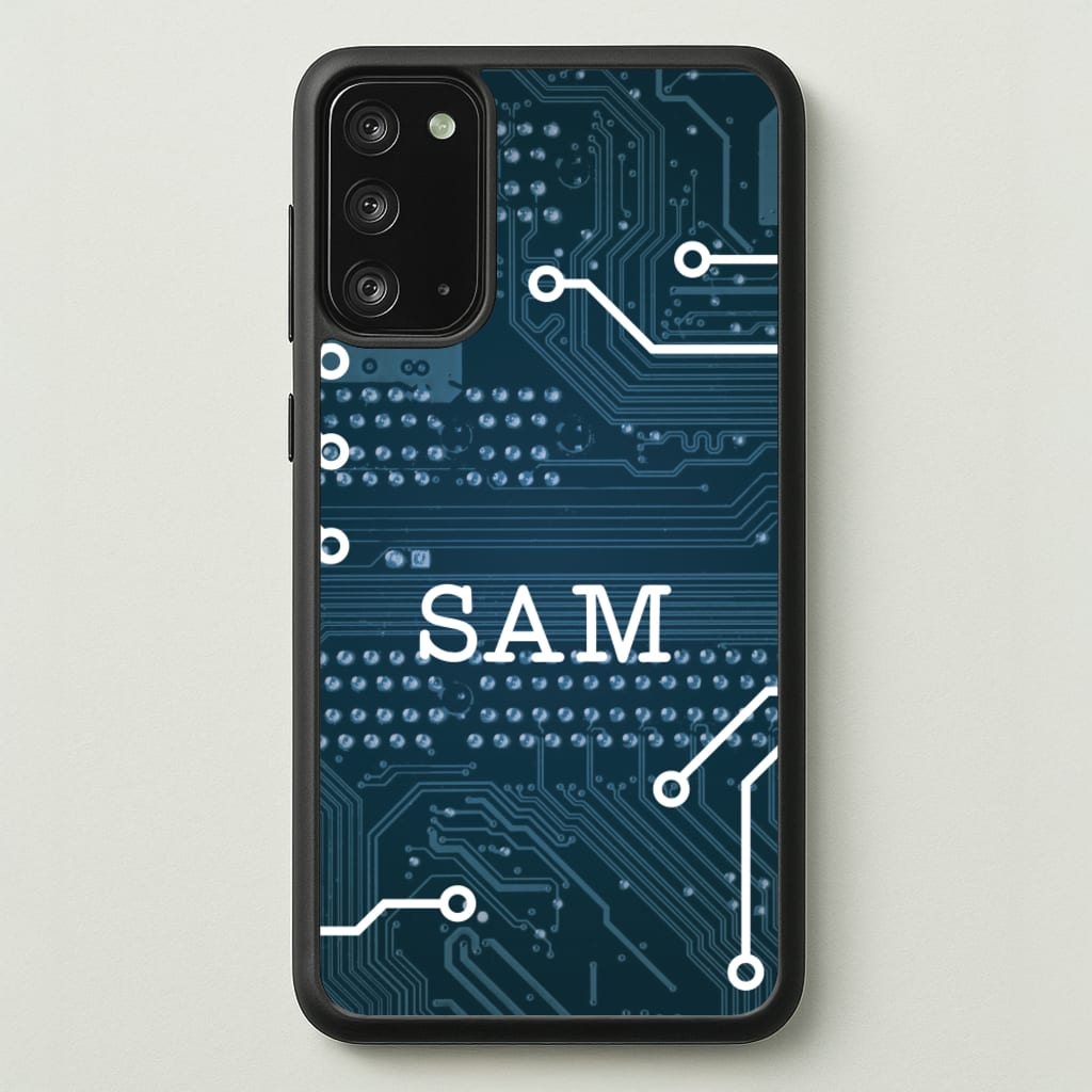 Blue Circuit Board Personalised Name - Personalised Phone Case for Galaxy Note 20