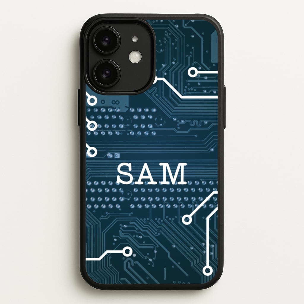 Blue Circuit Board Personalised Name - Personalised Phone Case for iPhone 11