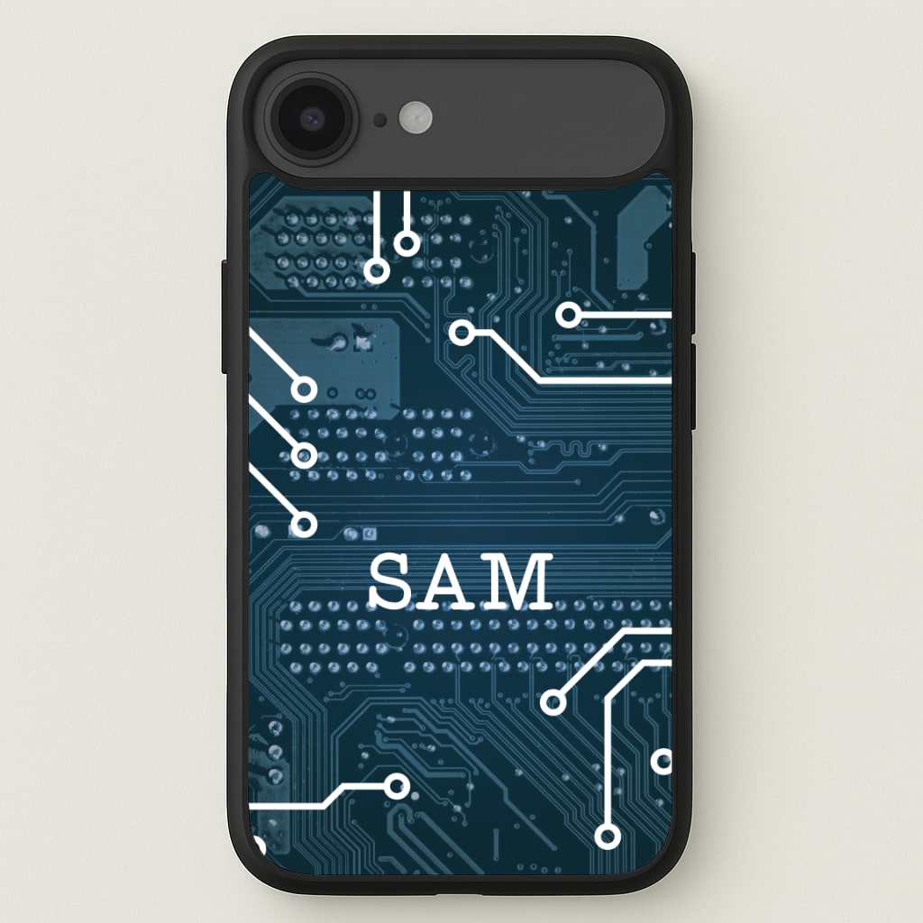 Blue Circuit Board Personalised Name Phone Case for iPhone 17 Air